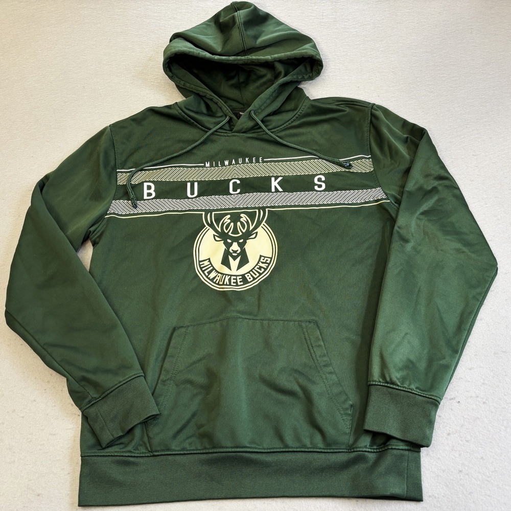 Milwaukee Bucks Hoodie Mens Medium Green Sportswear NBA Basketball Pullover